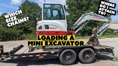 how to load mini excavator on trailer|mini excavator tie down requirements.